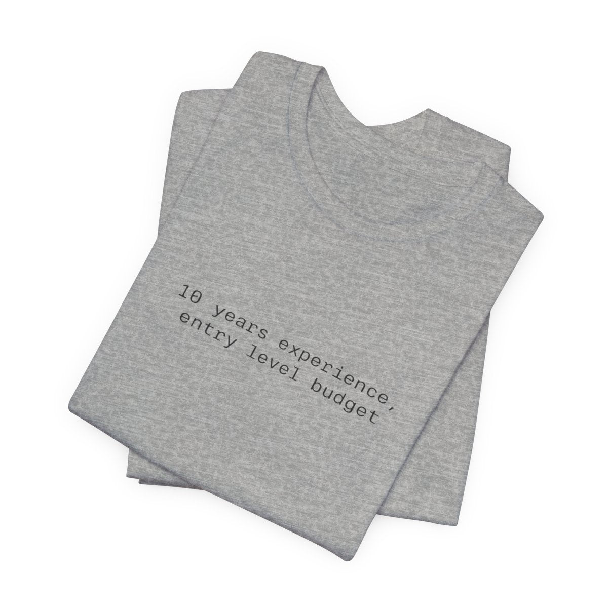 10 Years Experience, Entry Level Budget Funny Graphic Tee