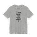 I Know What That Beep Means Funny Nurse Graphic Tee — Athletic Heather flat lay